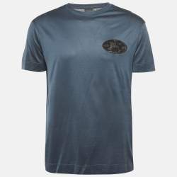 Pre Owned Emporio Armani Blue Jersey Applique T-Shirt XL