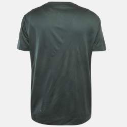 Pre Owned تي شيرت إمبريو أرماني جيرسي مطرز بشعار خمري مقاس ضخم - إكس لارج