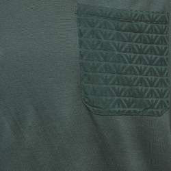 Pre Owned تي شيرت إمبريو أرماني جيرسي مطرز بشعار خمري مقاس ضخم - إكس لارج