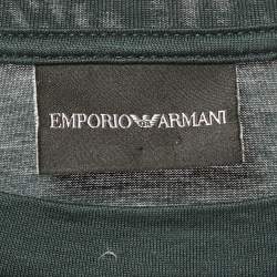 Pre Owned تي شيرت إمبريو أرماني جيرسي مطرز بشعار خمري مقاس ضخم - إكس لارج