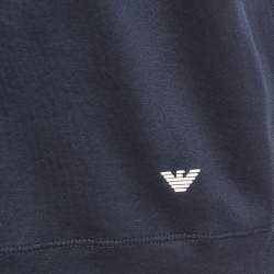 Pre Owned تي شيرت إمبريو أرماني جيرسي مطرز بشعار خمري مقاس ضخم - إكس لارج