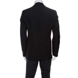 Pre Owned Emporio Armani Black Paisley Cutout Detail Blazer XL