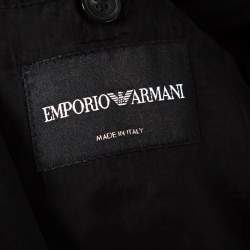 Pre Owned Emporio Armani Black Paisley Cutout Detail Blazer XL