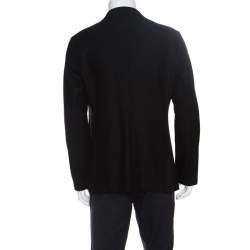 Pre Owned Emporio Armani Black Frayed Trim Wool Jacket XL