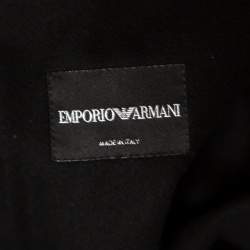 Pre Owned Emporio Armani Black Frayed Trim Wool Jacket XL