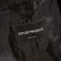 Pre Owned Emporio Armani Black Textured Knit Zip Front Double Breasted Blazer S