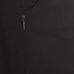 Pre Owned Emporio Armani Black Textured Knit Zip Front Double Breasted Blazer S