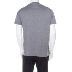 Pre Owned Emporio Armani Grey Logo Embroidered Cotton Jersey Crew Neck T-Shirt L