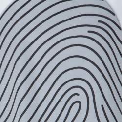 Pre Owned Emporio Armani White Cotton Blend Fingerprint Printed V Slit Neck T-shirt M