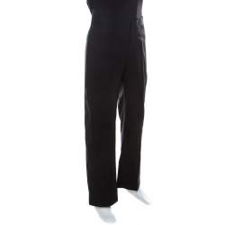 Pre Owned Emporio Armani Black Cotton Regular Fit Trousers XL