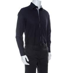 Pre Owned Emporio Armani Navy Blue Cotton Supreme Shirt L