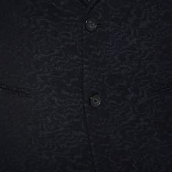 Pre Owned Emporio Armani Black Jacquard Wool Tailored Johnny Line Blazer M