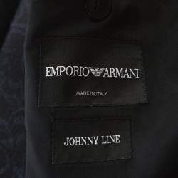 Pre Owned Emporio Armani Black Jacquard Wool Tailored Johnny Line Blazer M