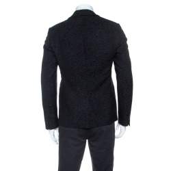 Pre Owned Emporio Armani Black Jacquard Wool Tailored Johnny Line Blazer M