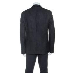 Pre Owned Emporio Armani Black Wool Knit David Line Blazer 3XL