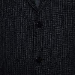 Pre Owned Emporio Armani Black Wool Knit David Line Blazer 3XL