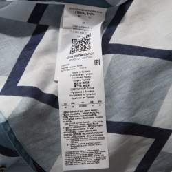 Pre Owned Emporio Armani Blue Geometric Printed Cotton Long Sleeve Shirt M