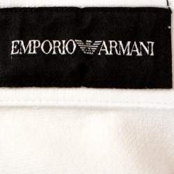 Pre Owned Emporio Armani White Textured Cotton Long Sleeve Shirt L