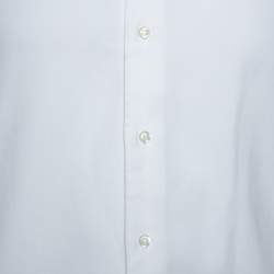 Pre Owned Emporio Armani White Textured Cotton Long Sleeve Shirt L