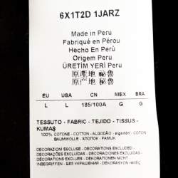 Pre Owned Emporio Armani Black Logo Print Cotton V Neck T-Shirt L