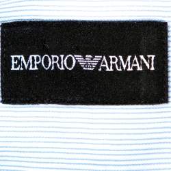 Pre Owned Emporio Armani Light Blue Striped Cotton Long Sleeve Shirt M