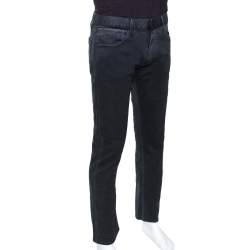 Pre Owned Emporio Armani Dark Grey Overdyed Denim Slim Fit Jeans L