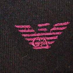 Pre Owned Emporio Armani Bicolor Wool Colorblock Cardigan L