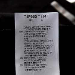 Pre Owned Emporio Armani Navy Blue Textured Wool Trousers L