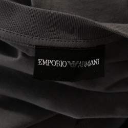 Pre Owned Emporio Armani Grey Cotton Crew Neck Fitted T-Shirt L