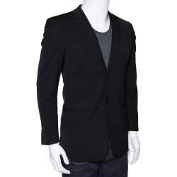 Pre Owned Emporio Armani Black Stretch Wool Sean Line Blazer S