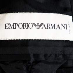 Pre Owned Emporio Armani Black Pin Striped Wool Blend Tailored Suit XXL