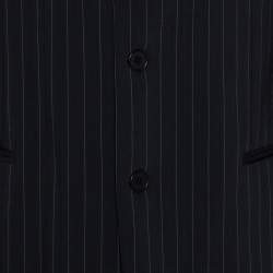 Pre Owned Emporio Armani Black Pin Striped Wool Blend Tailored Suit XXL