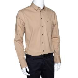 Pre Owned Emporio Armani Beige Stretch Cotton Long Sleeve Shirt XL
