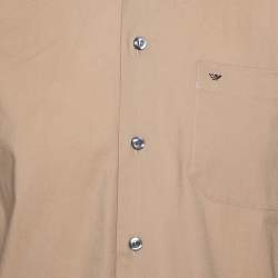 Pre Owned Emporio Armani Beige Stretch Cotton Long Sleeve Shirt XL