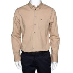 Pre Owned Emporio Armani Beige Stretch Cotton Long Sleeve Shirt XL