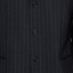 Pre Owned Emporio Armani Black Pinstriped Wool Blend Tailored Suit XXXL