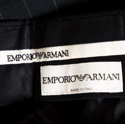 Pre Owned Emporio Armani Black Pinstriped Wool Blend Tailored Suit XXXL