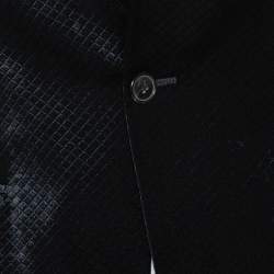 Pre Owned Emporio Armani Black Diamond Pattern Velvet Jude Line Jacket L