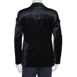 Pre Owned Emporio Armani Black Diamond Pattern Velvet Jude Line Jacket L