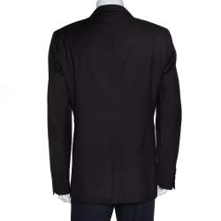 Pre Owned Emporio Armani Dark Brown Pinstriped Wool Josh Line Jacket XXXL