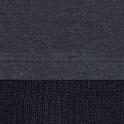 Pre Owned Emporio Armani Charcoal Cotton Knit Rib Trim Detail Crew Neck Sweatshirt L