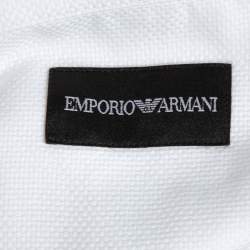 Pre Owned Emporio Armani White Cotton Jacquard Button Front Shirt L