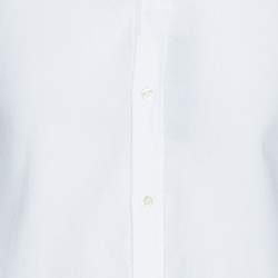 Pre Owned Emporio Armani White Cotton Jacquard Button Front Shirt L