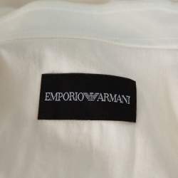 Pre Owned Emporio Armani Cream Cotton & Silk Contrast Stripe Detail Shirt XL