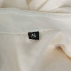 Pre Owned Emporio Armani Cream Cotton & Silk Contrast Stripe Detail Shirt XL