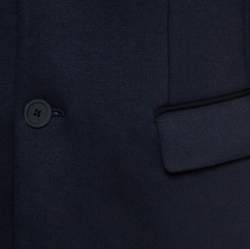 Pre Owned Emporio Armani Navy Blue Cotton Blend Notched Lapels Blazer XL