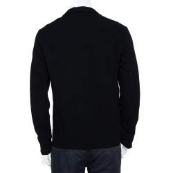 Pre Owned Emporio Armani Black Stretch Wool Two Button Blazer M