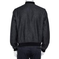 Emporio Armani Black Wool Bomber Jacket L