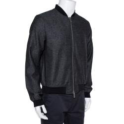 Emporio Armani Black Wool Bomber Jacket L