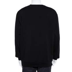 Pre Owned Emporio Armani Black Logo Print Cotton Sweatshirt 3XL